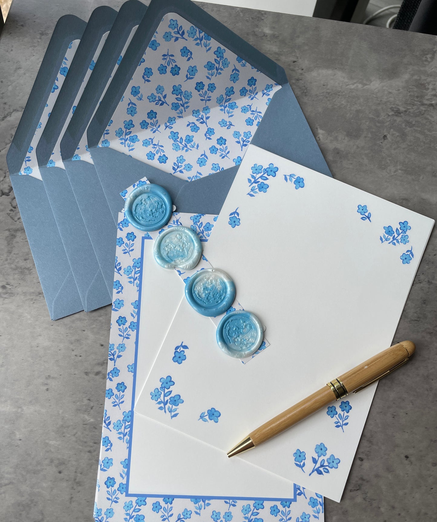 Original Pattern Design Writing Letter Set (Inky floral)
